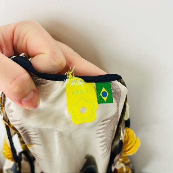 Farm Rio Floral Print Cold Shoulder Blouse With Puff Sleeves - Picture 3 of 5